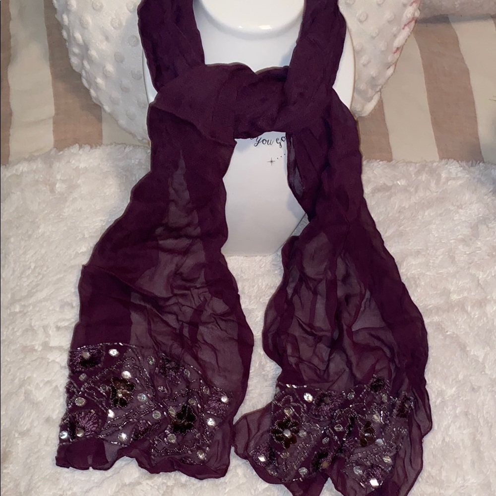 Elegant Purple Scarf with Embellishments
